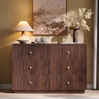 Fluted Dresser for Bedroom, 47" 6 Drawer Dressers, Wood Tall Dresser Storage Organizer, Modern Chest of Drawers with Deep Storage for Closet Hallway, Entryway, Living Room, Brown