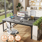 Huuger 63 x 24 inch Desk with Power Outlets & USB-C, Deeper & Thicker Desktop, Robust Metal Tubes, Computer Desk, Heavy Duty Office Desk, Work Gaming Desk, for Home Office, Grey