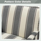 HULALA HOME Living Room Armchair Farmhouse Striped Accent Reading Chair with Wooden Legs & High Back Rest & Padded Armrest & Nail Head Trim for Lounge/Bedroom, Striped Black