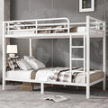 Bellemave Twin XL Over Twin XL Bunk Bed for Adults, Heavy Duty Bunk Beds Frame with Build in Ladder and Full Length Guardrail, Easy Assemble Bunkbeds, Noise Reduced, Mattress Not Included, White