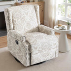 Lumibee Recliner Chairs Set of 2, 360° Swivel Rocker Recliner Chair with Footrest High Back, Comfy Upholstered Glider Rocking Chair for Living Room Bedroom (Beige)