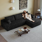 108" Sectional Couches for Living Room Modern Modular Sofa with L-Shape Couchs Upholstered Boneless Couch Deep Seat Sectional Couch with Chaise (Black, Right Facing Chaise+2Seaters)
