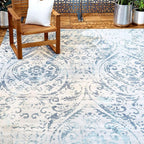 Home Dynamix Nicole Miller Patio Sofia Juniper Indoor/Outdoor Area Rug 5'2"x7'2", Distressed Damask Ivory/Blue