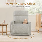 CHITA Electronic Power Recliner Chair Swivel Glider, FSC Certified Modern Nursery Rocking Chair with USB and Type-C Ports, Light Grey