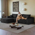 108" Sectional Couches for Living Room Modern Modular Sofa with L-Shape Couchs Upholstered Boneless Couch Deep Seat Sectional Couch with Chaise (Black, Left Facing Chaise+2Seaters)
