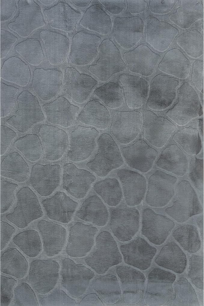 nuLOOM 5' x 8' Cozy Plush Area Rug, Machine Washable, Non-Slip, Soft Fluffy Shag Carpet for Living Room Bedroom Kids Room Nursery Home Decor, Jireh Grey Blue