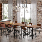 Tribesigns Bar Table, Industrial Counter Height Pub Table with Metal Footrest, 63-Inch Rectangle Wood Kitchen Dining Table with Sturdy Metal Frame for Dining Room, Home Bar (Brown)