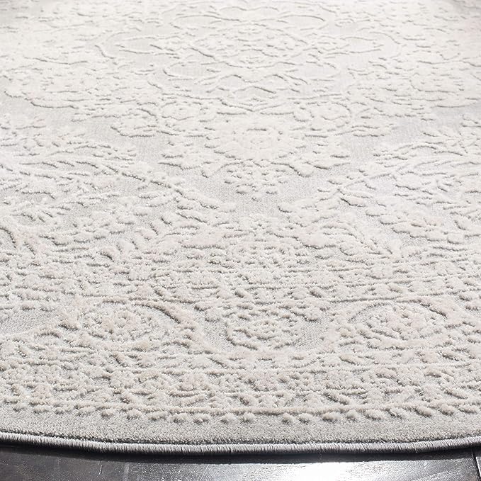 SAFAVIEH Area Rug 11x15 - Reflection Collection - Large - Light Grey & Cream, Non-Shedding & Easy Cleaning, Ideal for Living Room, Bedroom (RFT668G)