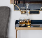 Kate and Laurel Celia Modern Tray Side Table, 18 x 12 x 26, Navy Blue and Gold, Foldable Rectangular End Table for Storage and Display