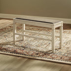 Signature Design by Ashley Bolanburg Double Upholstered Bench, Counter Height, Whitewash