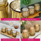 Kate Aspen Gold Votive Candle Holders - Vintage Ribbed Glass Candle Holder Set of 6 - Mercury Glass Tealight Holders for Christmas Table Decor, Holiday Centerpieces, Fall Thanksgiving Tablescape