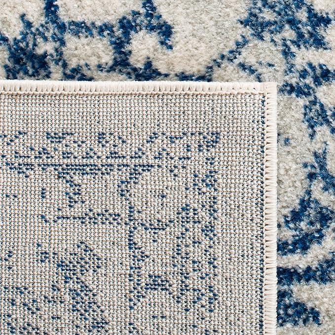 SAFAVIEH Area Rug 9x12 - Evoke Collection - Large - Ivory & Navy, Distressed Design, Non-Shedding & Easy to Clean, Ideal for Living Room, Bedroom, Dining Space (EVK256N)