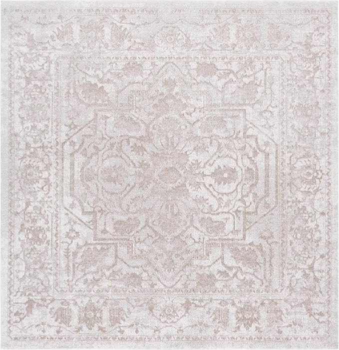 SAFAVIEH Area Rug 3' Square - Reflection Collection - Cream & Ivory, Non-Shedding & Easy Cleaning, Ideal for Living Room, Bedroom (RFT665D)