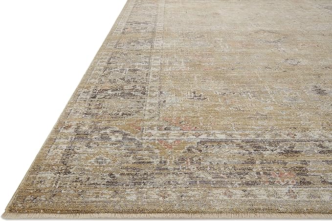 Loloi Magnolia Home by Joanna Gaines Millie Collection MIE-03 Gold/Charcoal 2'-7" x 12'-0", .25" Pile Height, Runner Rug
