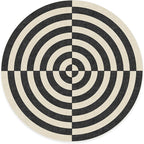 RUGGABLE x Jonathan Adler Machine Washable Modern Area Rug – Op Art Charcoal 8 ft Round, Stain-Resistant, Non-Slip – Large Rugs for Living Room, Bedroom, Hallway, Entryway & Office–with Standard Pad
