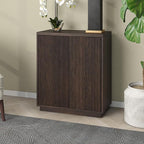 Henn&Hart 28" Fluted Wooden Accent Cabinet, Modern Ribbed Sideboard Buffet Cabinet with 2 Doors and an Adjustable Shelf for Living Room, Dining Room, Bedroom or Entryway, Alder Brown