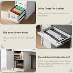 Farmhouse Executive Desk with Storage Drawers and File Cabinet, 60" Vintage Home Office Desk with Power Outlet and Roman Column, Wood Computer Desk with Keyboard Tray for Work and Study, Antique White