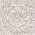 SAFAVIEH Reflection Collection Area Rug - 6'7" Round, Light Grey & Cream, Non-Shedding & Easy Cleaning, Ideal for Living Room, Bedroom (RFT668G)