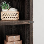 IDEALHOUSE 5 Tier Bookcase, Farmhouse Book Shelf with Storage, 71" Tall Book Case Wooden 5 Shelf Bookcase for Home Office, Living Room, Bed Room (Oak, 67.4" H x 31.5" W x 12.8" D)