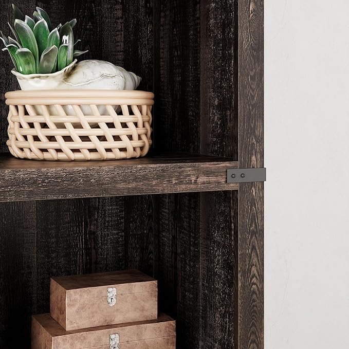 IDEALHOUSE 5 Tier Bookcase, Farmhouse Book Shelf with Storage, 71" Tall Book Case Wooden 5 Shelf Bookcase for Home Office, Living Room, Bed Room (Oak, 67.4" H x 31.5" W x 12.8" D)