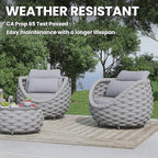 Front Porch Furniture Set: 3 Pieces Aluminum Patio Conversation Sofa Set for 2 - All Weather Woven Rope Outdoor Armchair Set w/Cushions No Assembly for Bistro Pool Yard Balcony Deck Hotel, Gray