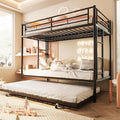 SUNLEI Metal Bunk Beds with Double Secured Ladders, Twin Bunk Bed with Surrounded Safety Guardrails, Space Saver Twin Beds, Noise Free for Small Bedroom, with Trundle Function, Black