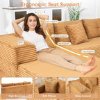 Modular Sectional Sofa, L Shaped Comfy Cloud Couch with Deep Seat, Boneless Couch for Living Room, Modern Sectional Sleeper with Chaise, No Assembly Required, Sofa in A Box, Brown Corduroy