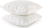 Cheer Collection Faux Fur Throw Pillows - Decorative Pillows for Couch, Bed Throw Pillows, Sand Accent Pillows for Bedroom or Living Room Aesthetic, Set of 2 Furry Throw Pillows, 18”x18”