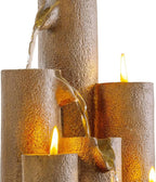 Alpine Corporation WCT202 Indoor Tabletop Tiered Water Fountain Featuring 3 Candles for Desktop and Table, 11", Brown