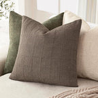Foindtower Set of 2 Decorative Linen Check Throw Pillow Covers Neutral Farmhouse Vintage Cushion Covers Modern Boho Home Decor for Sofa Chair Couch Bedroom Living Room,26×26 Inch,Taupe Grey