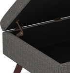SIMPLIHOME Owen 34 inch Wide Mid Century Modern Rectangle Coffee Table Storage Ottoman in Ebony Tweed Look Fabric, Assembled, for the Living Room, Entryway and Family Room