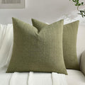 FUTEI Moss Green Chenille Throw Pillow Covers 20x20 Inch Set of 2,Soft Striped & Diamond Textured Cushion Cases,Modern Home Decor for Couch Living Room