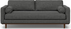 SIMPLIHOME Morrison Mid-Century Modern 89 inch Wide Sofa with Ottoman Set in Charcoal Grey Tightly Woven Performance Fabric for the Living Room and Family Room