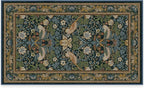 RUGGABLE x Morris & Co Washable Area Rug – Strawberry Thief Indigo 3x5, Stain-Resistant, Non-Slip – Small Machine Washable Rugs for Living Room, Bedroom, Hallway, Entryway & Office–with Standard Pad