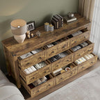 9-Drawer Dresser, Modern Wooden Storage Chest of Drawers, Dresser TV Stand, Wood Drawer Organizer with Metal Handles for Bedroom, Living Room, Hallway