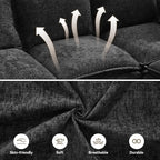 80" Cloud Modular 3 Seater Sofa with Storage, Modern Upholstered Storage Sofa Couch Deep Seat, Sectional Sofa Chenille Comfy Couch with Armrests for Living Room, Small Space, Black