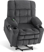 MCombo Dual Motor Power Lift Recliner Chair for Elderly, Lay Flat Lift Chair with Heat and Massage, Petite Wide Lift Chair, Cup Holders, USB A&C Ports, Fabric R7894 (Small-Wide, Dark Gray)