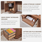 T4TREAM 59" Farmhouse Executive Desk with Hutch,Wood Home Office Computer Desk, Featuring Keyboard Tray,Charging Station,File Drawer, Storage Cabinet,for Work and Study (Reclaimed Barnwood)