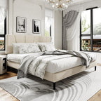 King Size Platform Bed Frame with Upholstered Headboard, Wooden Slats Support, Noise Free, No Box Spring Needed, Easy Assembly, Beige, Velvet