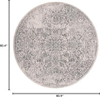 SAFAVIEH Evoke Collection Area Rug - 6'7" Round, Ivory & Grey, Distressed Design, Non-Shedding & Easy to Clean, Ideal for Living Room, Bedroom, Dining Space (EVK256F)