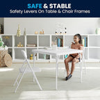 Flash Furniture Mindy Kids 3-Piece Folding Table and Chairs Set for Daycare and Classrooms, Children's Activity Table and Chairs Set, White