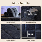 114" Glitter Cloud Sectional Couch with L-Shape Chaise, Modern Boneless Couches for Living Room, Fluffy Tufted Deep Seat Modular Sofa in a Box No Assembly