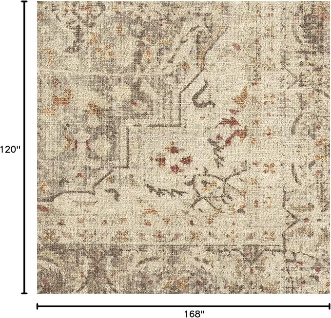 RUGGABLE Washable Vintage Area Rug – Sarrah Hazel 10x14, Stain-Resistant, Non-Slip – Large Machine Washable Rugs for Living Room, Bedroom, Hallway, Entryway & Office–with Cushioned Pad