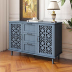 Sideboard Buffet Cabinet with Storage - Accent Storage Cabinet American Furniture, Modern 2 Door 3 Drawer Cabinet, Farmhouse Wood Credenza for Living Room, Dining Room, Entryway (Blue)