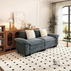 PHI VILLA Indoor Modular Couches Sets, 87.5" Sectional Loveseat Sofa with Upholstered Deep Seat, 2-Seater Comfy Couches for Living Room Bedroom, Chenille Fabric, Dark Cyan
