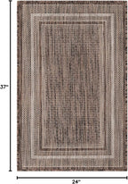 Unique Loom Outdoor Border Collection Area Rug - Soft Border (2' x 3' 1" Rectangle, Brown/ Ivory)
