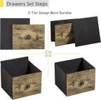 VECELO Dresser TV Stand for Bedroom with 5 Fabric Drawers, Entertainment Center for 32/40/43 in TVs, Media Console Table with Storage, Open Shelf, Adjustable Feet, Living Room Furniture, Rustic Gray