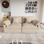 JACH Sectional Couches for Living Room, Cloud Sectional Couch with Deep Seat, Down Filled Modular Sofa, Covers Removeable & Washable, Love Seat Sofas Furniture for Living Room, Khaki