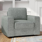 Swivel Accent Sofa Chair, Modern Comfy Oversized Upholstered Cushion Back Armchair in Linen 1pcs for Living Room, Bedroom, Reading Room(Gray)