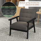 Westice Accent Chair 1PC, Mid-Century Modern Living Room Chairs with Solid Wood Frame & Soft Thicken Cushion, Upholstered Arm Reading Chair for Bedroom, Balcony, Grey Linen Fabric & Black Legs